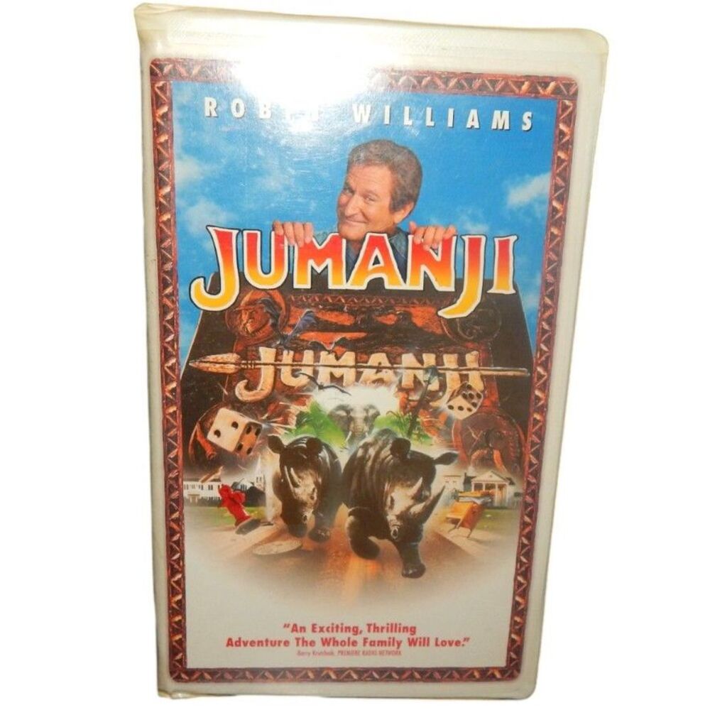 Jumanji Robin Williams 1996 vintage VHS in original plastic clamshell case